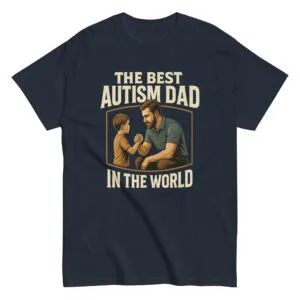 Navy shirt with 'Best Autism Dad' design