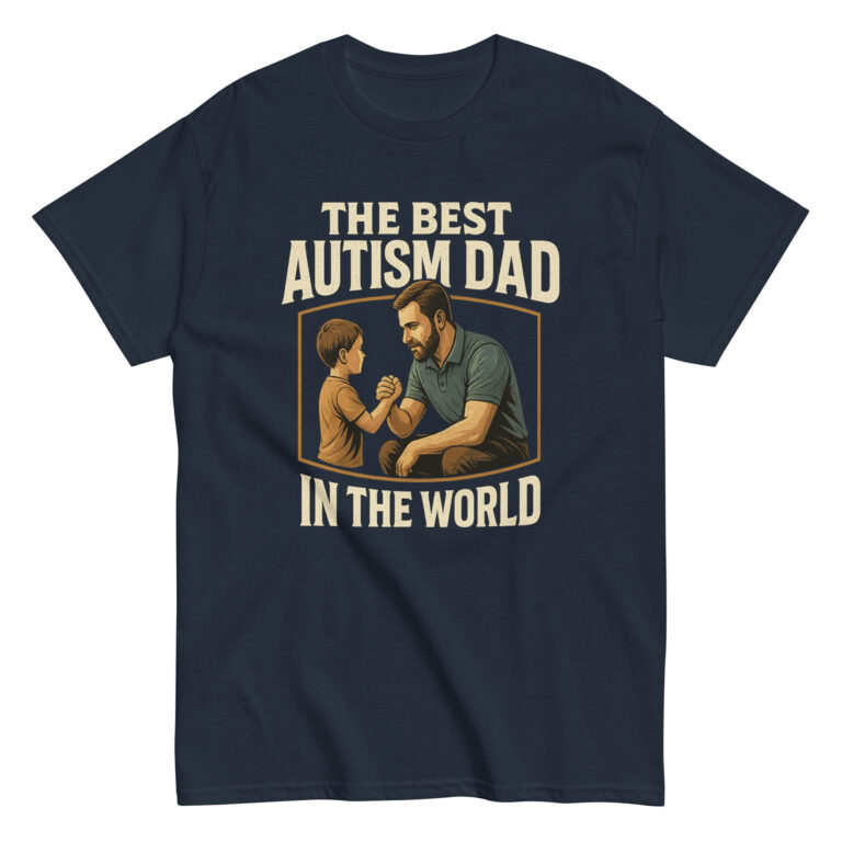 Navy shirt with 'Best Autism Dad' design
