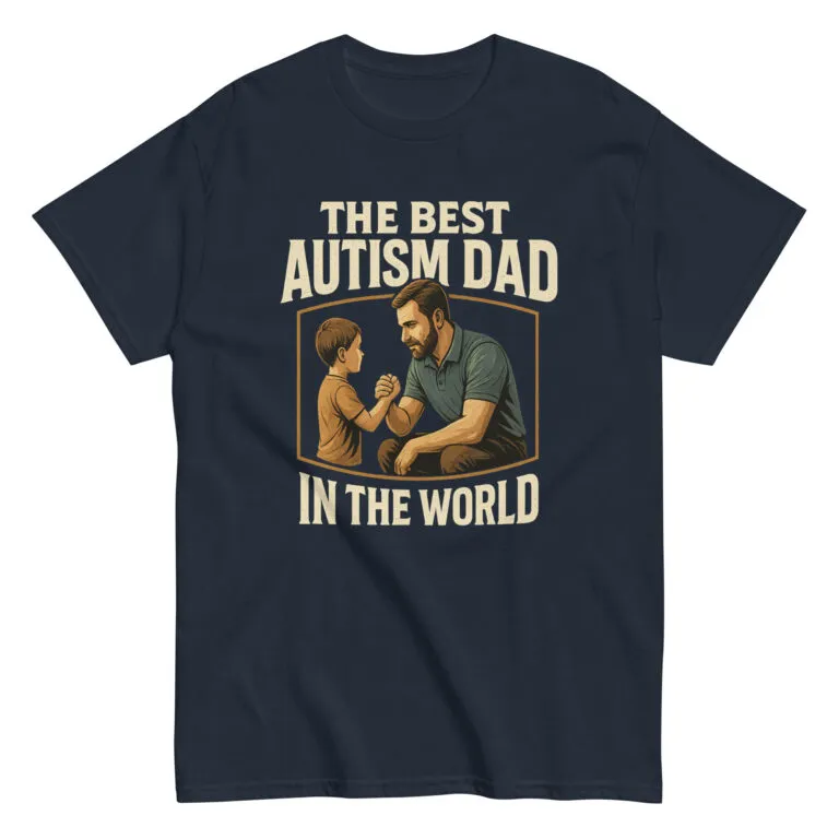 Navy shirt with 'Best Autism Dad' design