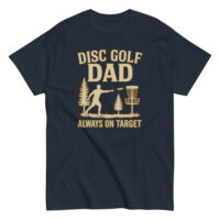 Disc Golf Dad T-shirt with player silhouette.