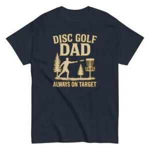 Disc Golf Dad T-shirt with player silhouette.