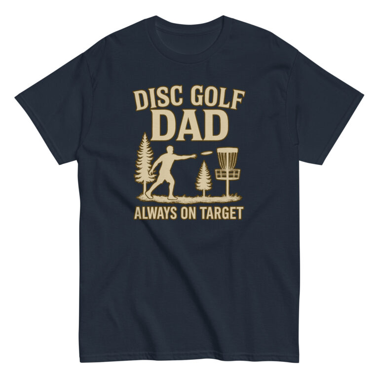 Disc Golf Dad T-shirt with player silhouette.