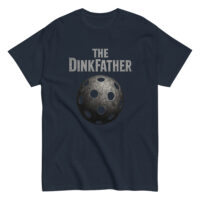 Dark t-shirt with 'The Dinkfather' design.