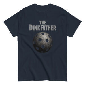 Dark t-shirt with 'The Dinkfather' design.