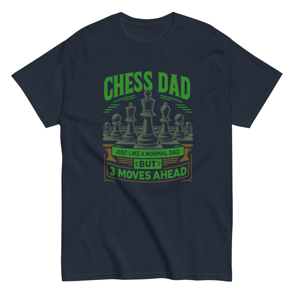 Navy t-shirt with 'Chess Dad' design