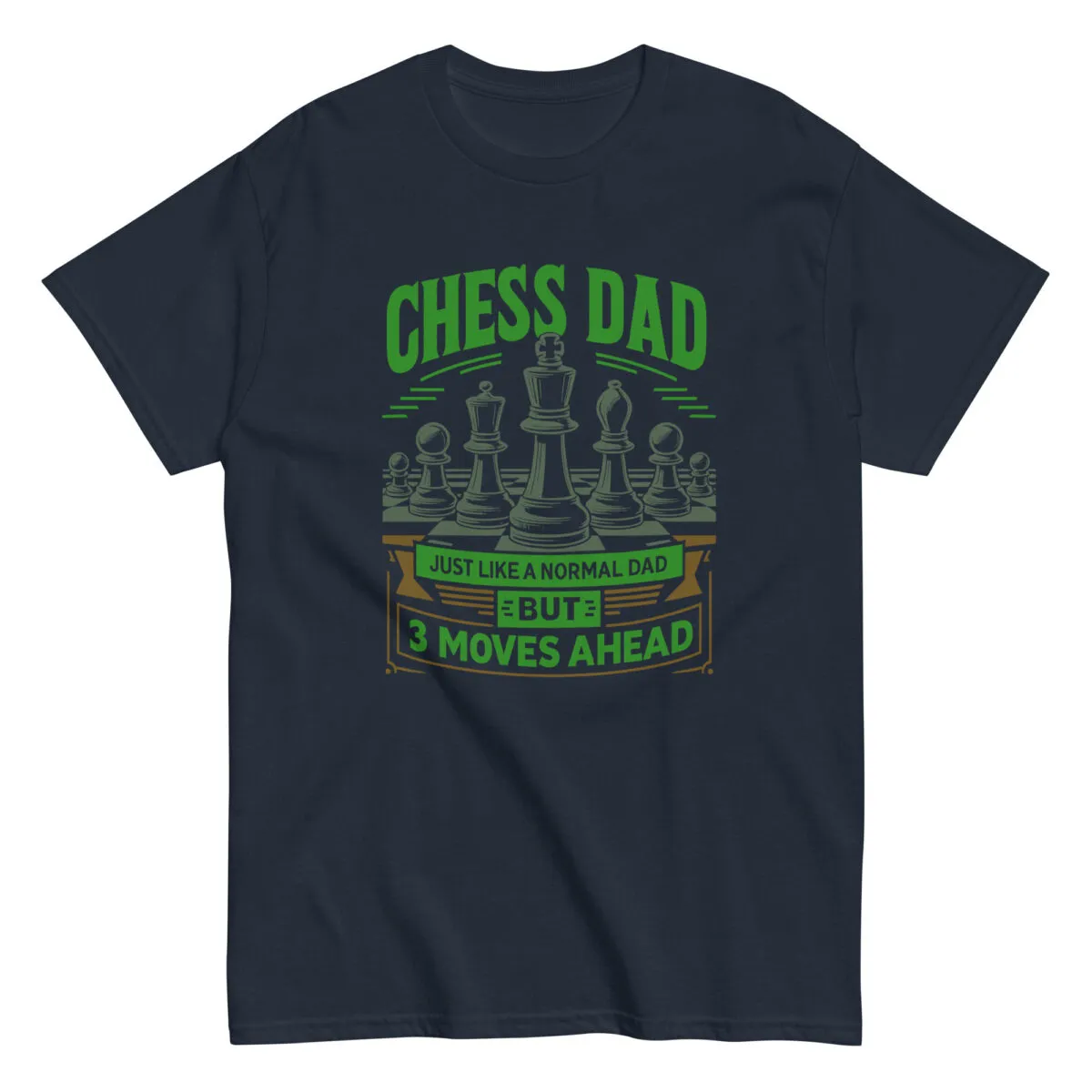 Navy t-shirt with 'Chess Dad' design