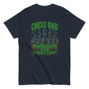 Navy t-shirt with 'Chess Dad' design