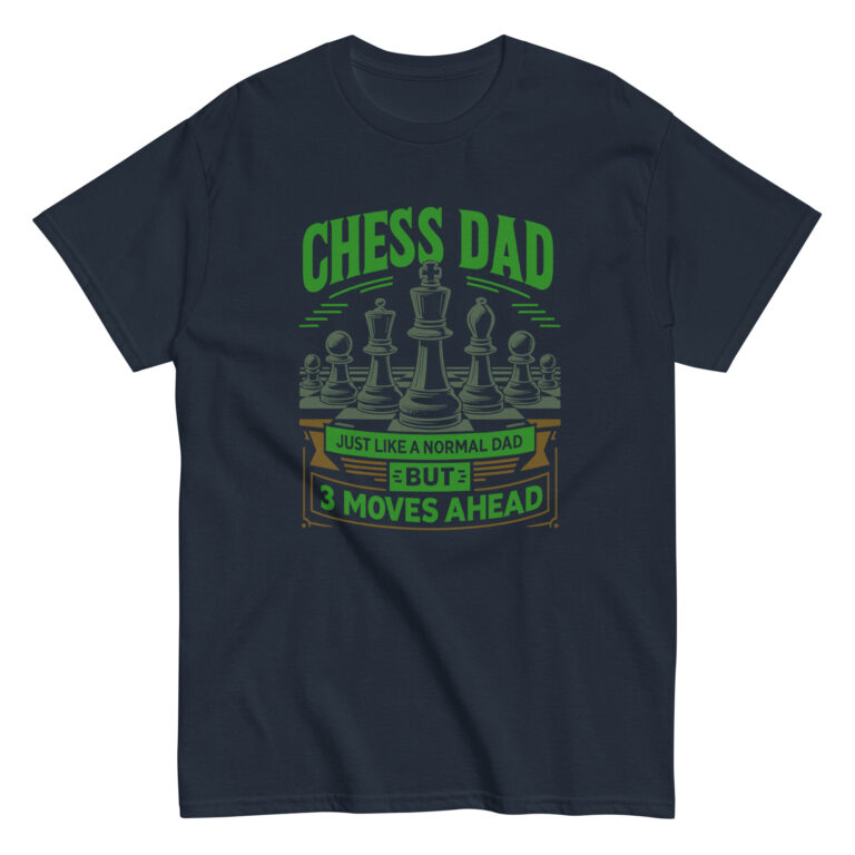 Navy t-shirt with 'Chess Dad' design