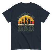Chess-themed dad t-shirt with sunset background