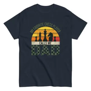 Chess-themed dad t-shirt with sunset background