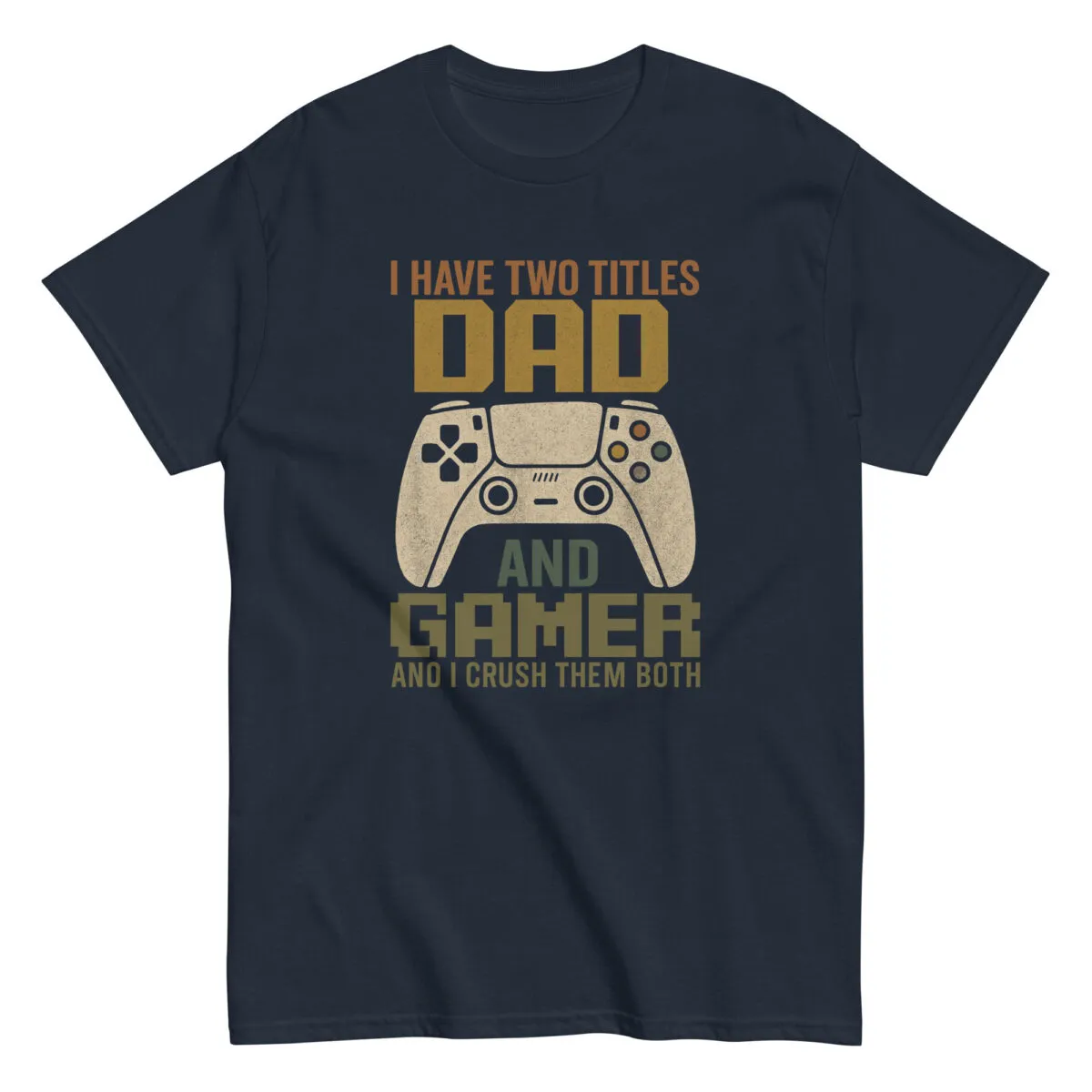 Gaming dad t-shirt with funny text and controller.
