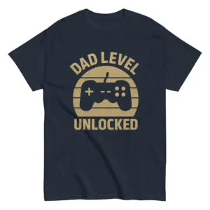 T-shirt with 'Dad Level Unlocked' and game controller