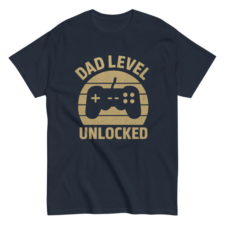 T-shirt with 'Dad Level Unlocked' and game controller
