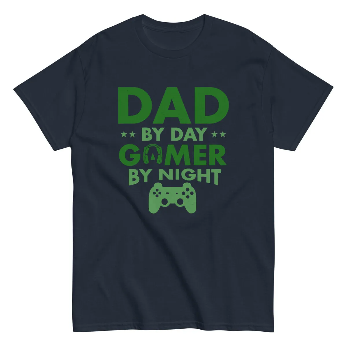 T-shirt with 'Dad by Day, Gamer by Night' slogan