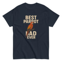 Navy shirt with parrot design, 'Best Parrot Dad.'