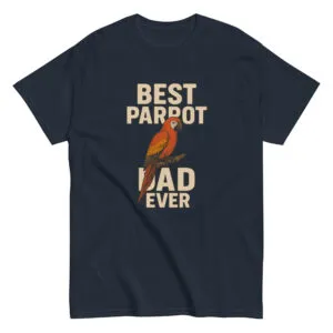 Navy shirt with parrot design, 'Best Parrot Dad.'