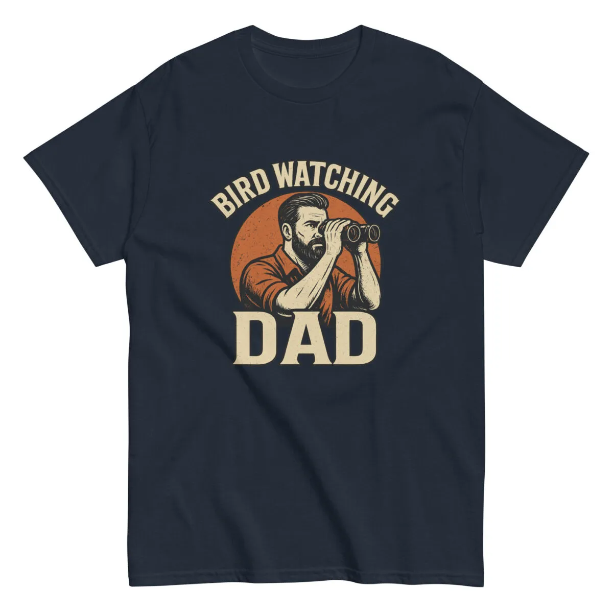 Vintage Bird Watching Dad T-Shirt, navy design