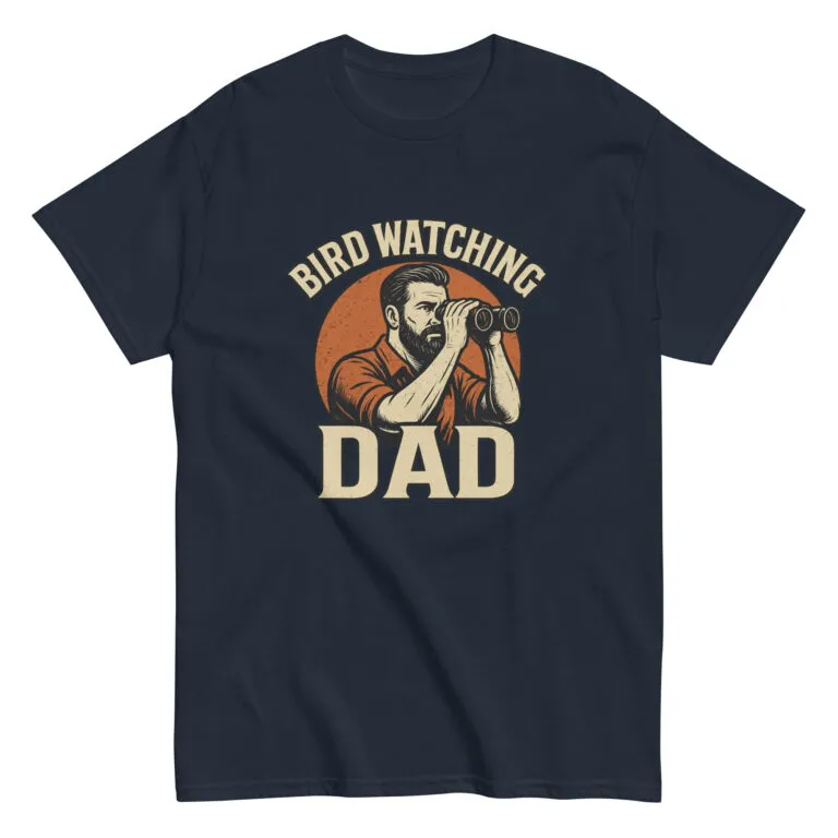Vintage Bird Watching Dad T-Shirt, navy design