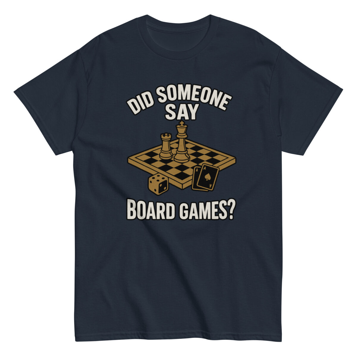 T-shirt with board games design and text.