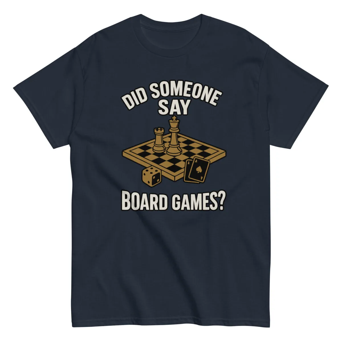 T-shirt with board games design and text.