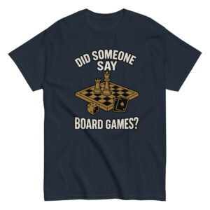 T-shirt with board games design and text.