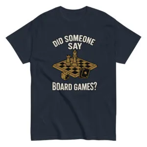 T-shirt with board games design and text.