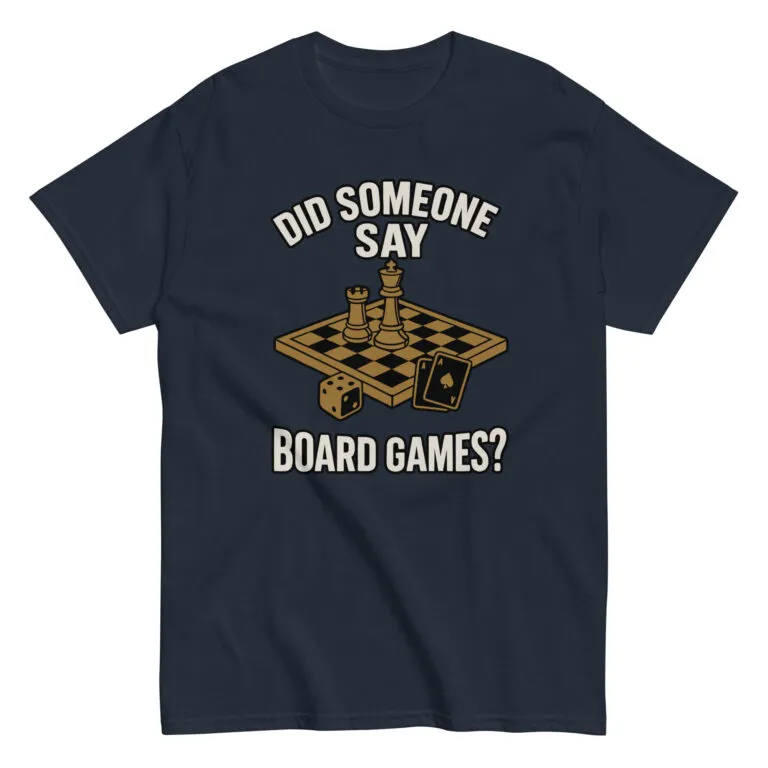 T-shirt with board games design and text.