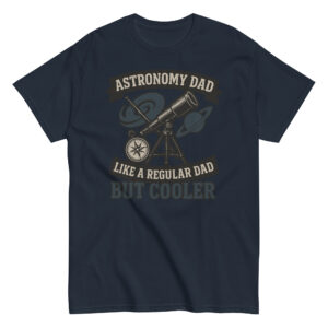 Astronomy dad shirt with telescope graphic.