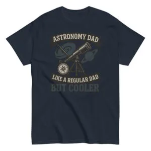 Astronomy dad shirt with telescope graphic.