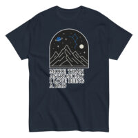 Astronomy dad t-shirt with mountain and space design.