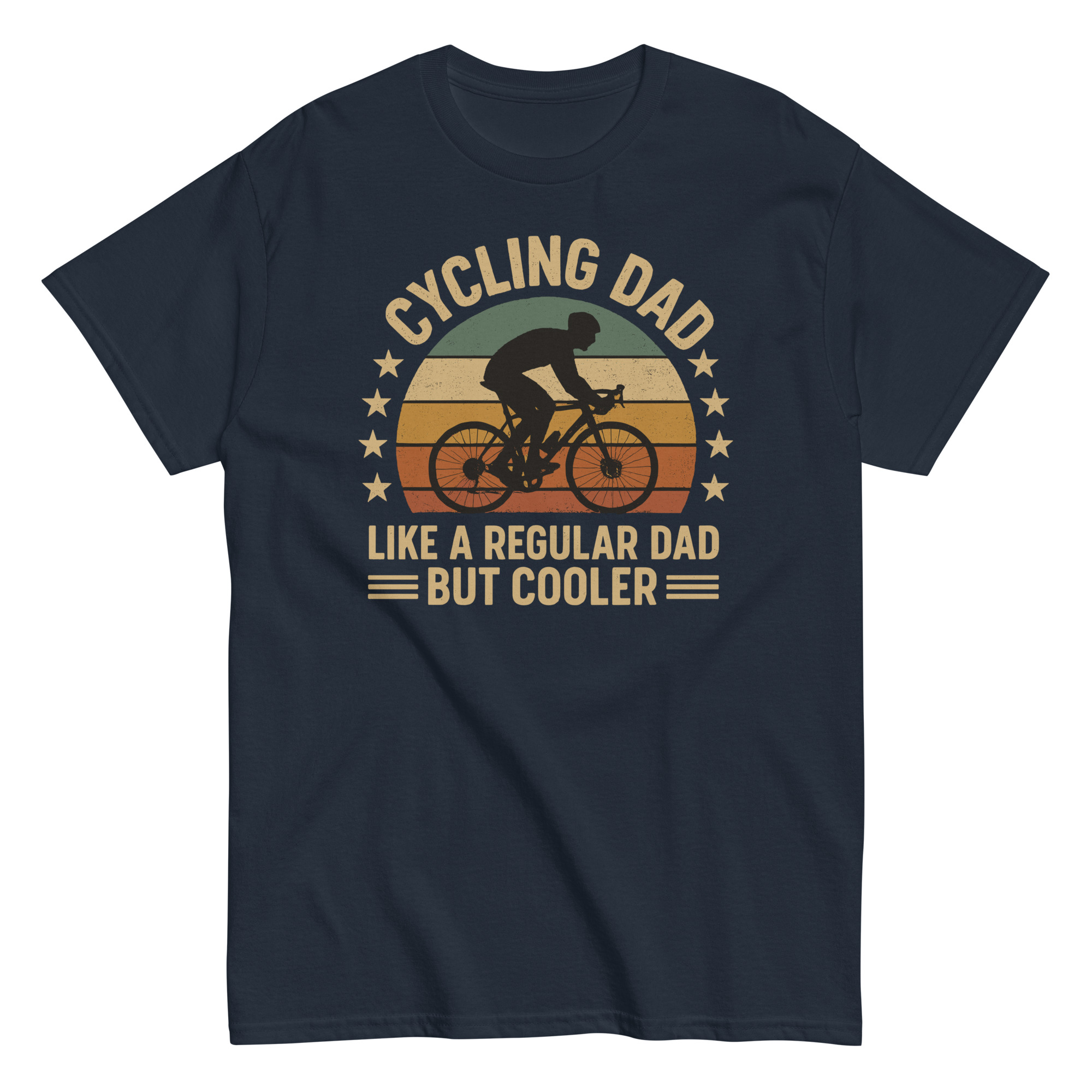 Cycling Dad t-shirt with retro bike graphic.