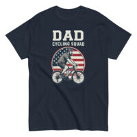 Dad cycling squad shirt with USA flag design.