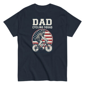 Dad cycling squad shirt with USA flag design.