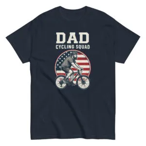 Dad cycling squad shirt with USA flag design.