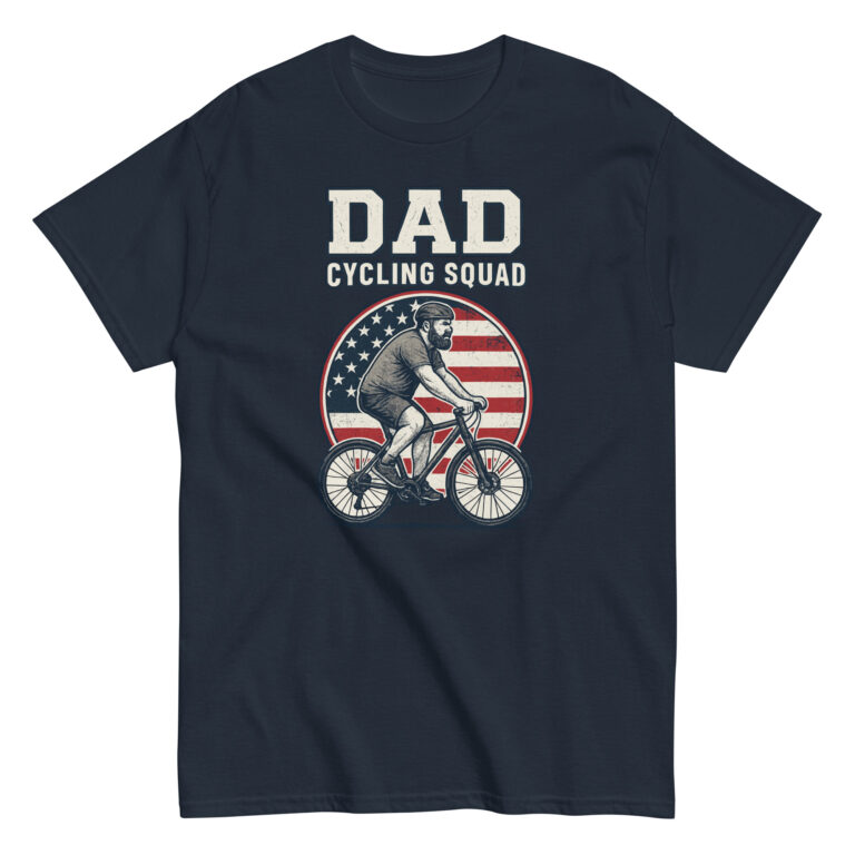 Dad cycling squad shirt with USA flag design.