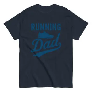 Navy t-shirt with 'Running Dad' slogan