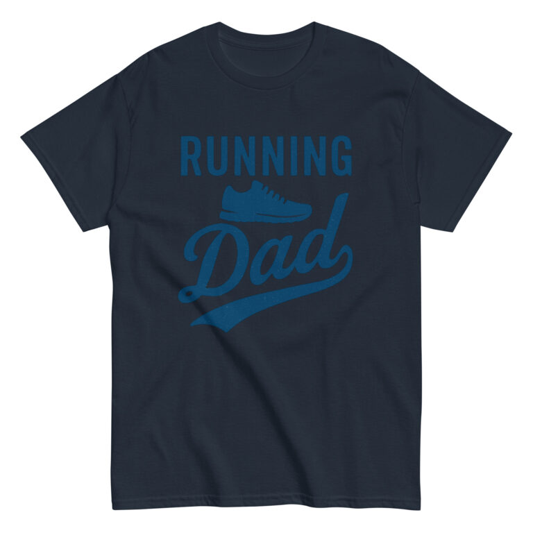 Navy t-shirt with 'Running Dad' slogan