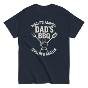 T-shirt with World's Famous Dad's BBQ design.
