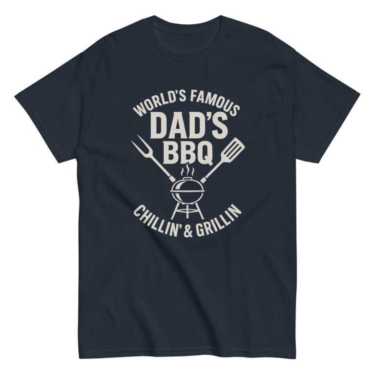 T-shirt with World's Famous Dad's BBQ design.