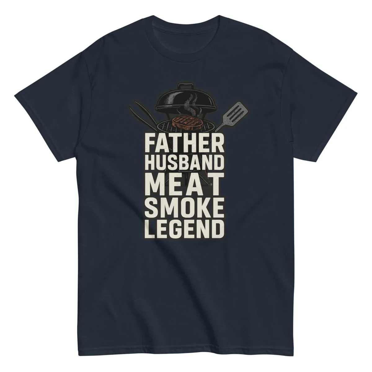 Black shirt with grilling-themed text design.