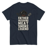 Black shirt with grilling-themed text design.