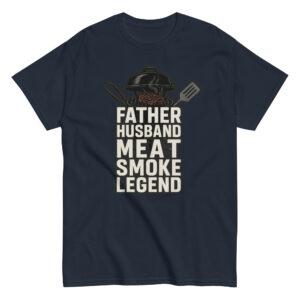 Black shirt with grilling-themed text design.
