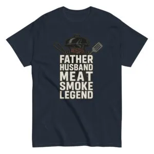 Black shirt with grilling-themed text design.