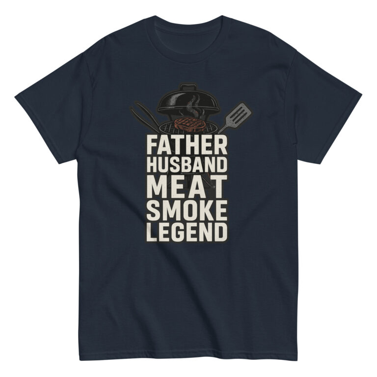 Black shirt with grilling-themed text design.