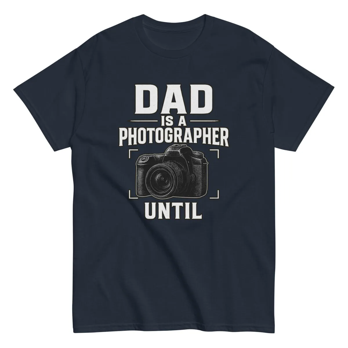 Dad photographer t-shirt with camera graphic.