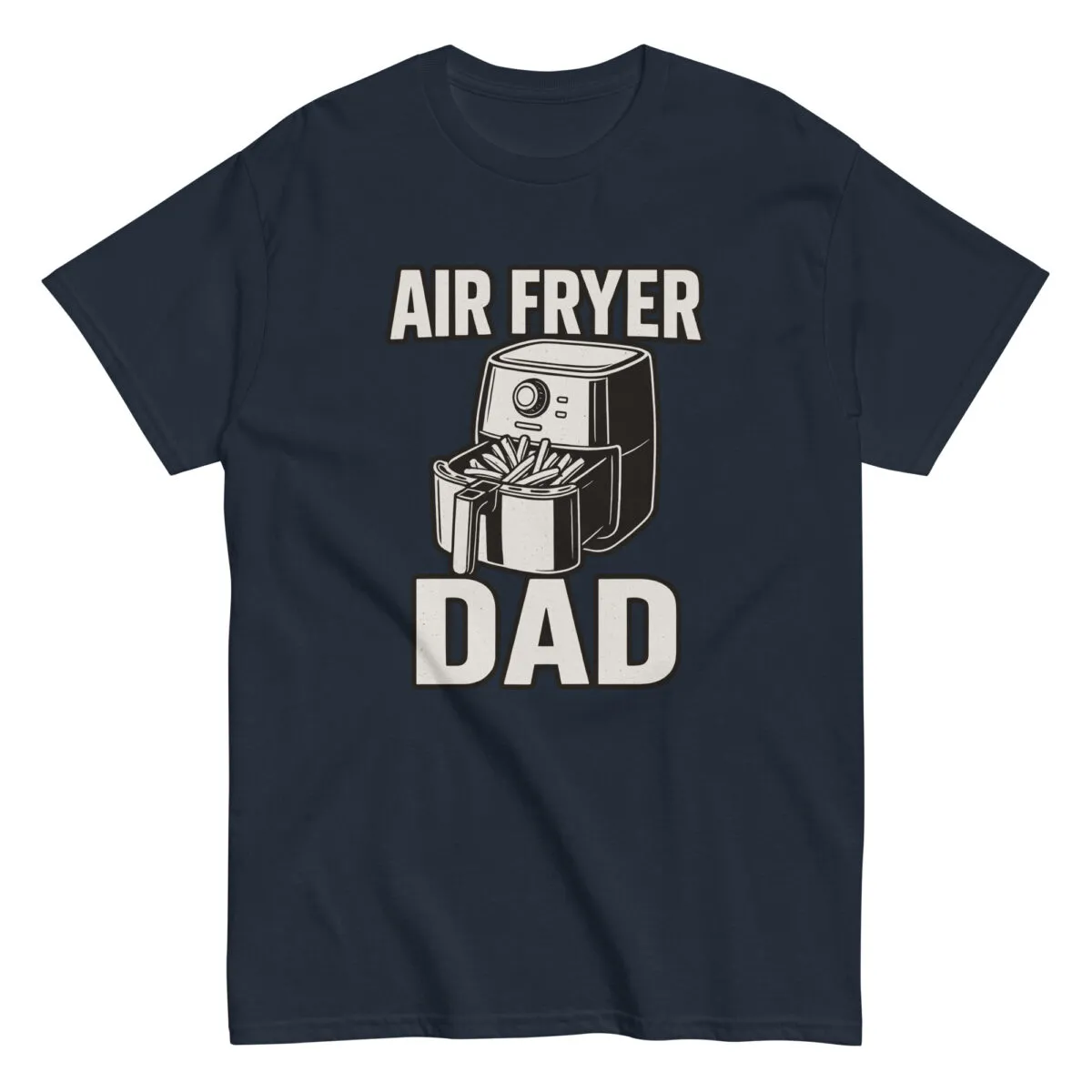 Navy t-shirt with air fryer dad graphic