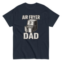 Navy t-shirt with air fryer dad graphic