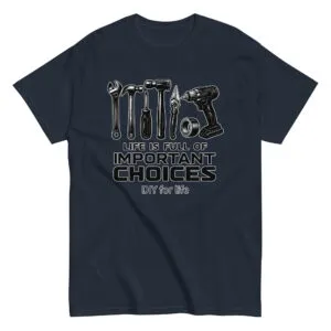 DIY tools t-shirt with motivational quote.