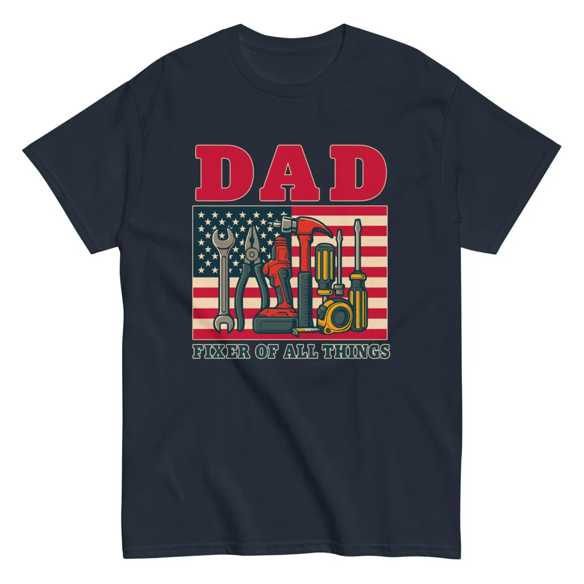 Dad tools shirt with American flag background
