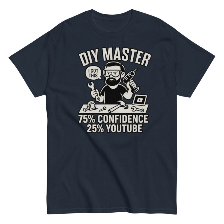 DIY Master graphic t-shirt with tools illustration.